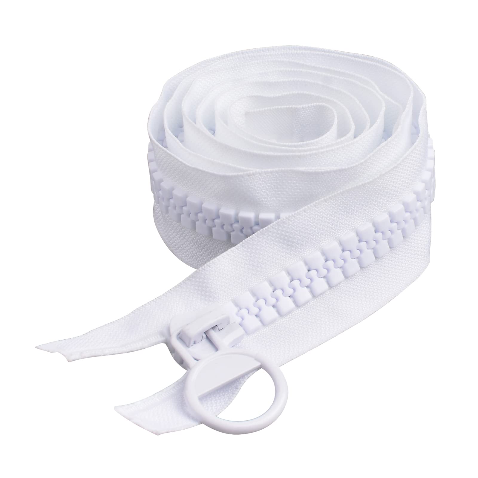 Heavy Duty White Large Plastic Zippers 150cm - Extra Strong Teeth for DIY Sewing, Crafts, Bags, Tents & Boat Canvas - Perfect for Outdoor Gear, Marine Upholstery & Durable Fabric Projects