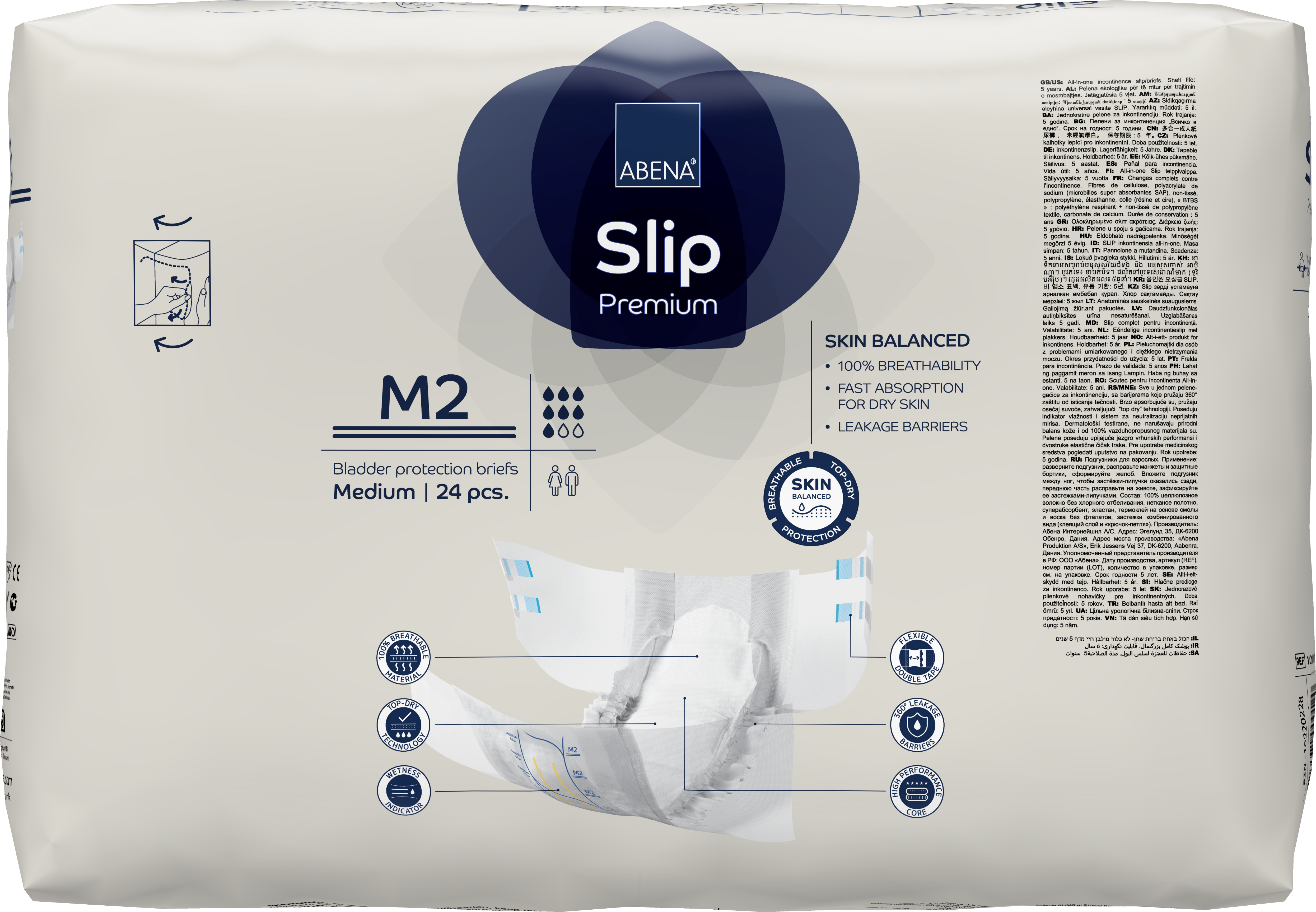 Abena Slip Premium Incontinence Briefs for Adults - Super Absorbent Diapers for Overnight Protection & Heavy Leakage - Ideal for Elderly Care, Post-Surgery & Bedridden Patients