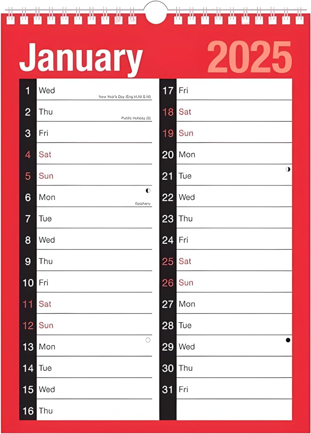 2025 Spiral Bound Wall Calendar - Large A4 2-Column Monthly Planner for Home, Office & School | January to December 2025 | Perfect for Scheduling, Goal Tracking & Organization