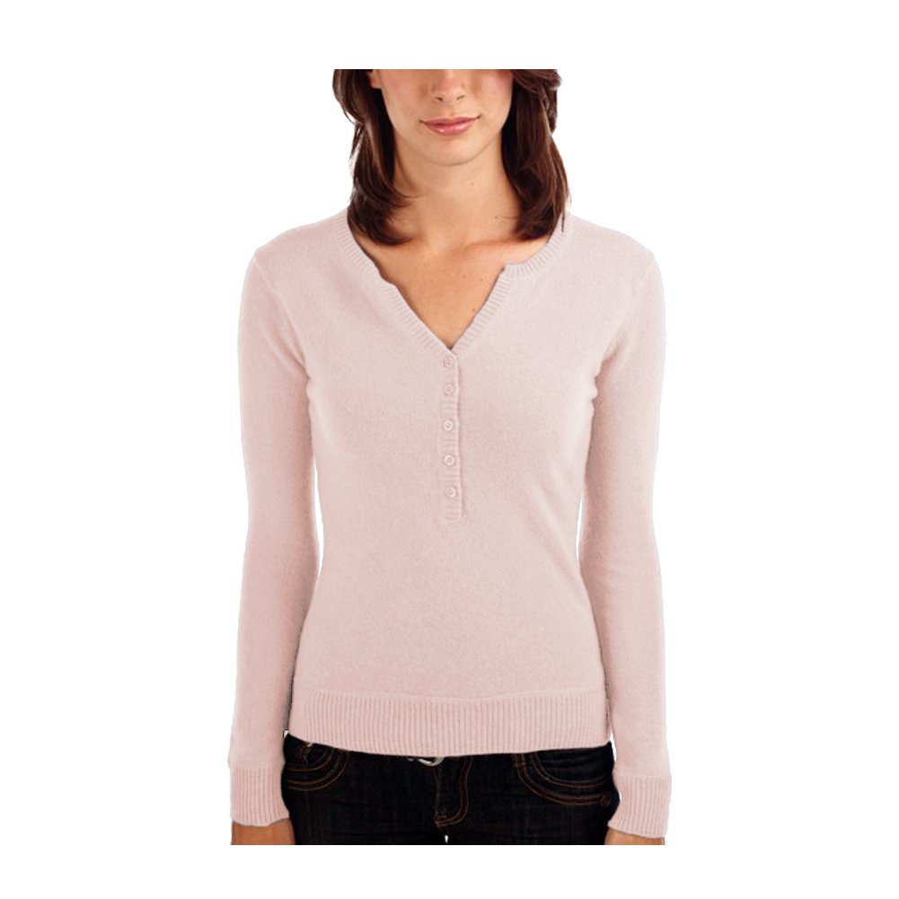 Parisbonbon Women's 100% Cashmere Button Front Sweater - Soft & Warm Winter Knitwear in Doll Pink Size XS | Perfect for Office, Dating & Casual Outfits