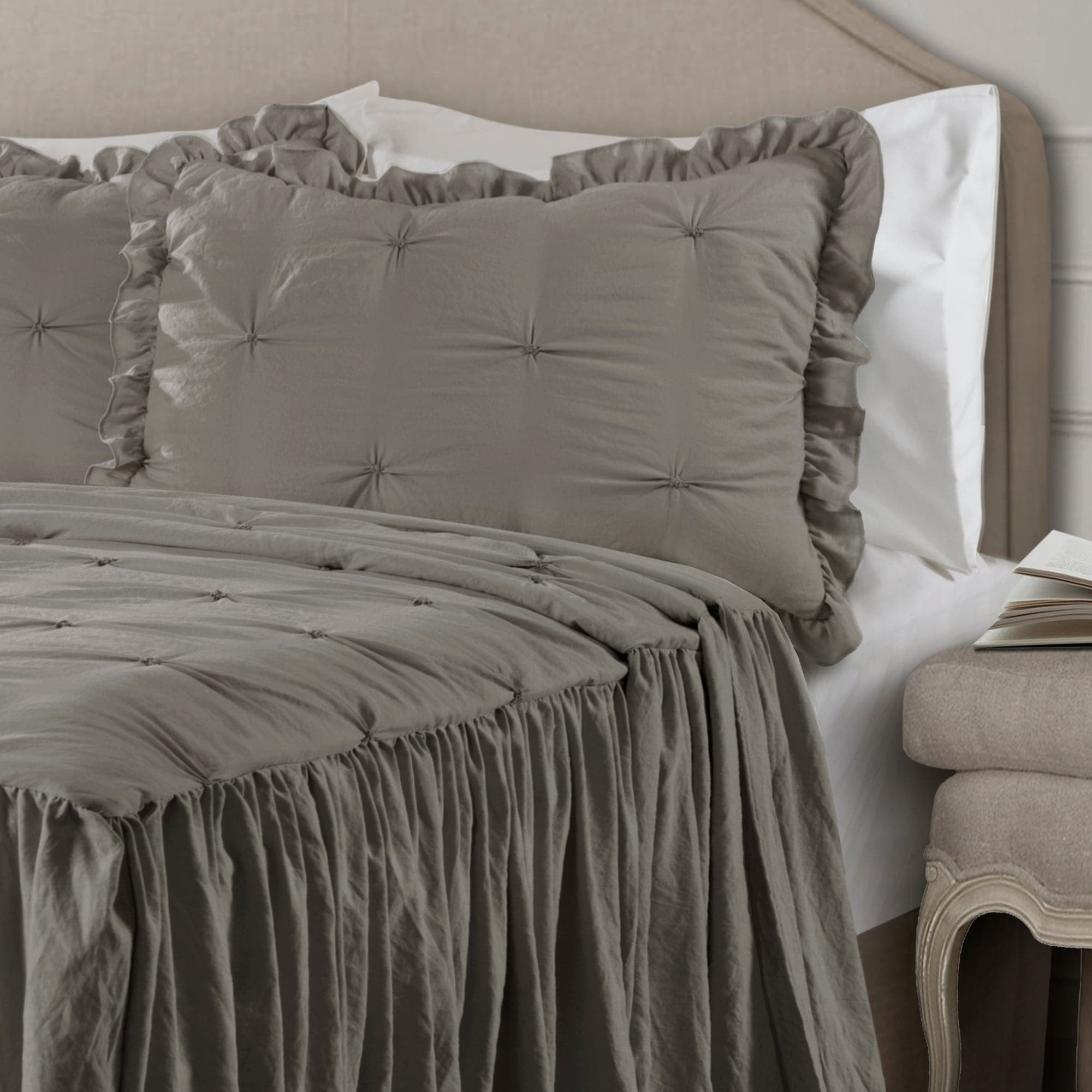 Ravello Pintuck Ruffle Skirt Bedspread Set - Luxury Bedding for Girls & Women - Perfect for Bedroom Decor, Guest Room, and Dorm Room