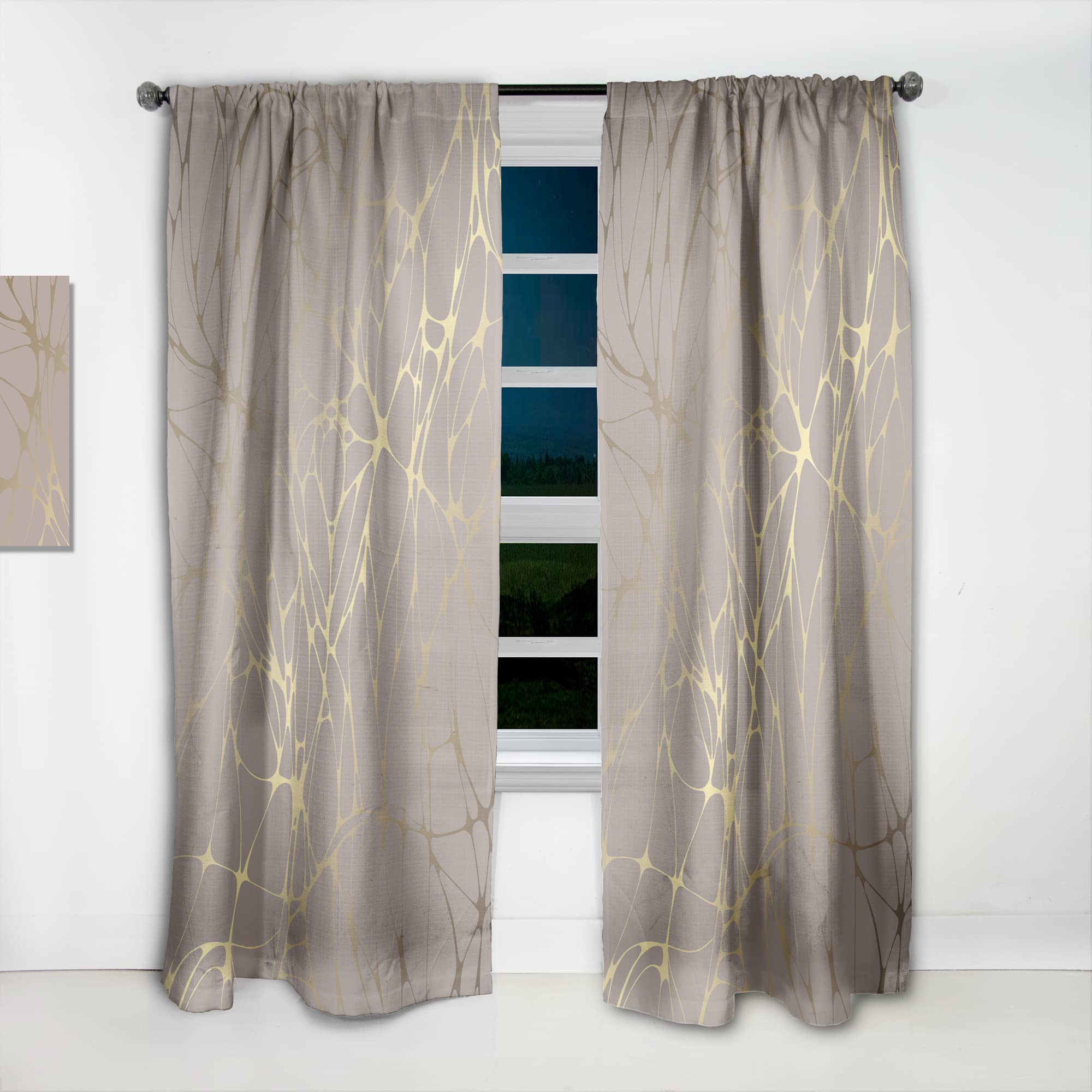 Golden Marble Design II Thermal Insulated Curtains - 52x108 Single Panel for Bedroom & Living Room - Elegant Drapes for Home Decor & Light Blocking