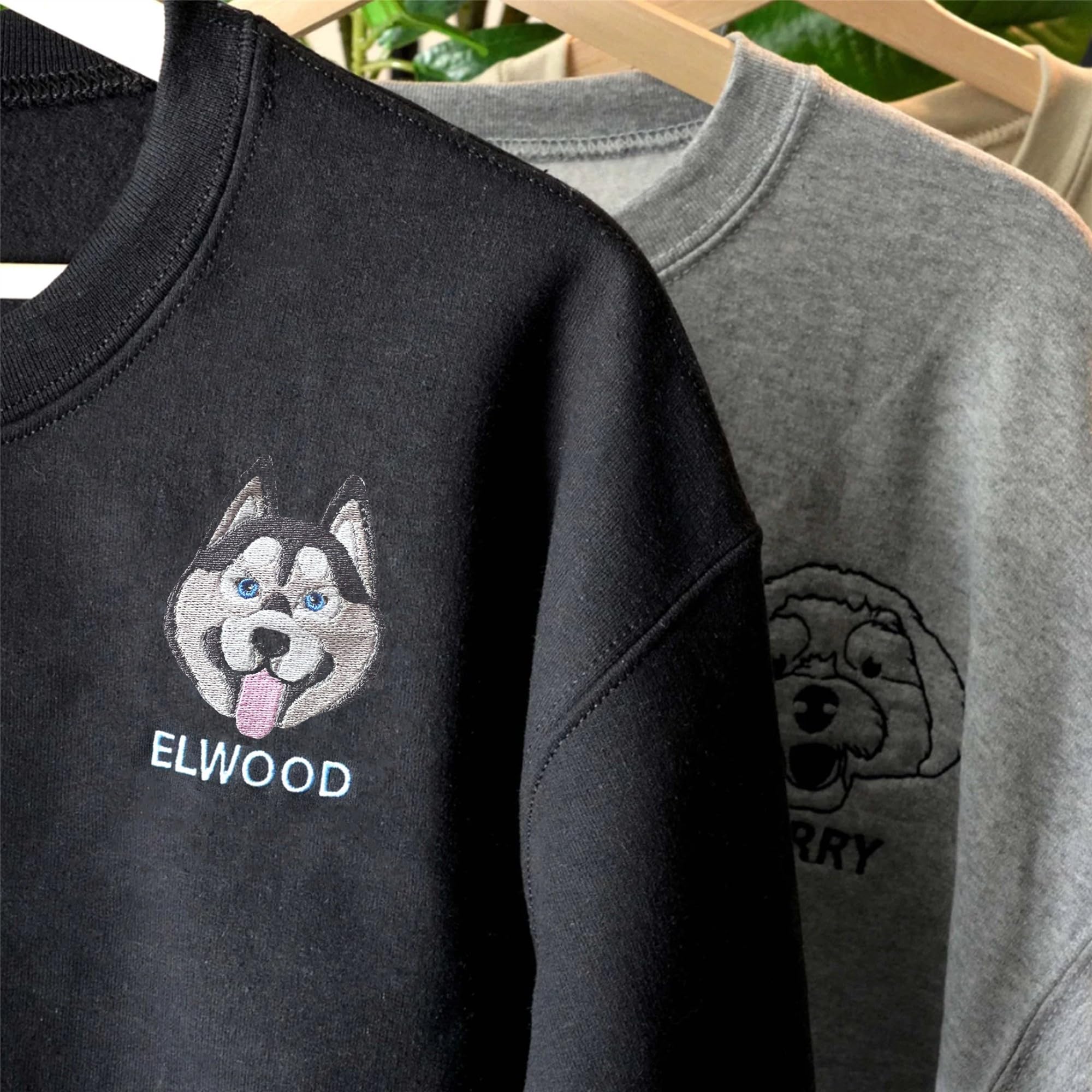 Custom Embroidered Dog Mom Sweatshirt - Personalized Pet Photo Hoodie for Women | Dog Lover Gift for Birthday & Christmas | Cozy Casual Wear for Dog Walks & Pet Owner Pride (Style 1, Size L)
