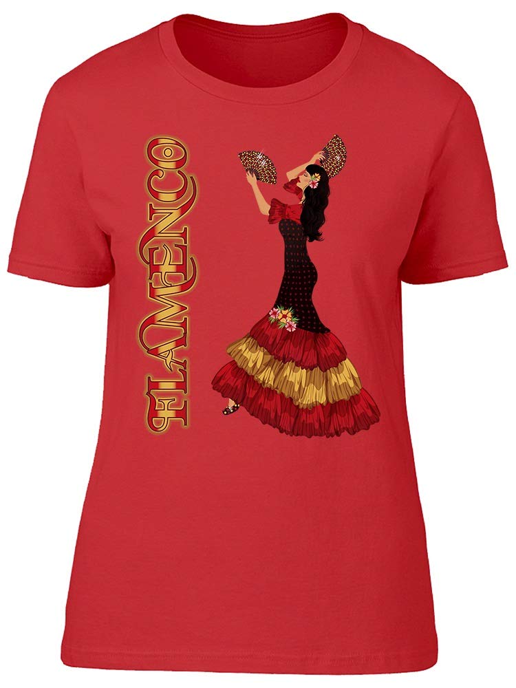 Smartprints Flamenco Dancer Fan Pose T-Shirt for Women - Stylish Casual Wear for Dance Classes, Summer Outfits & Spanish Themed Parties