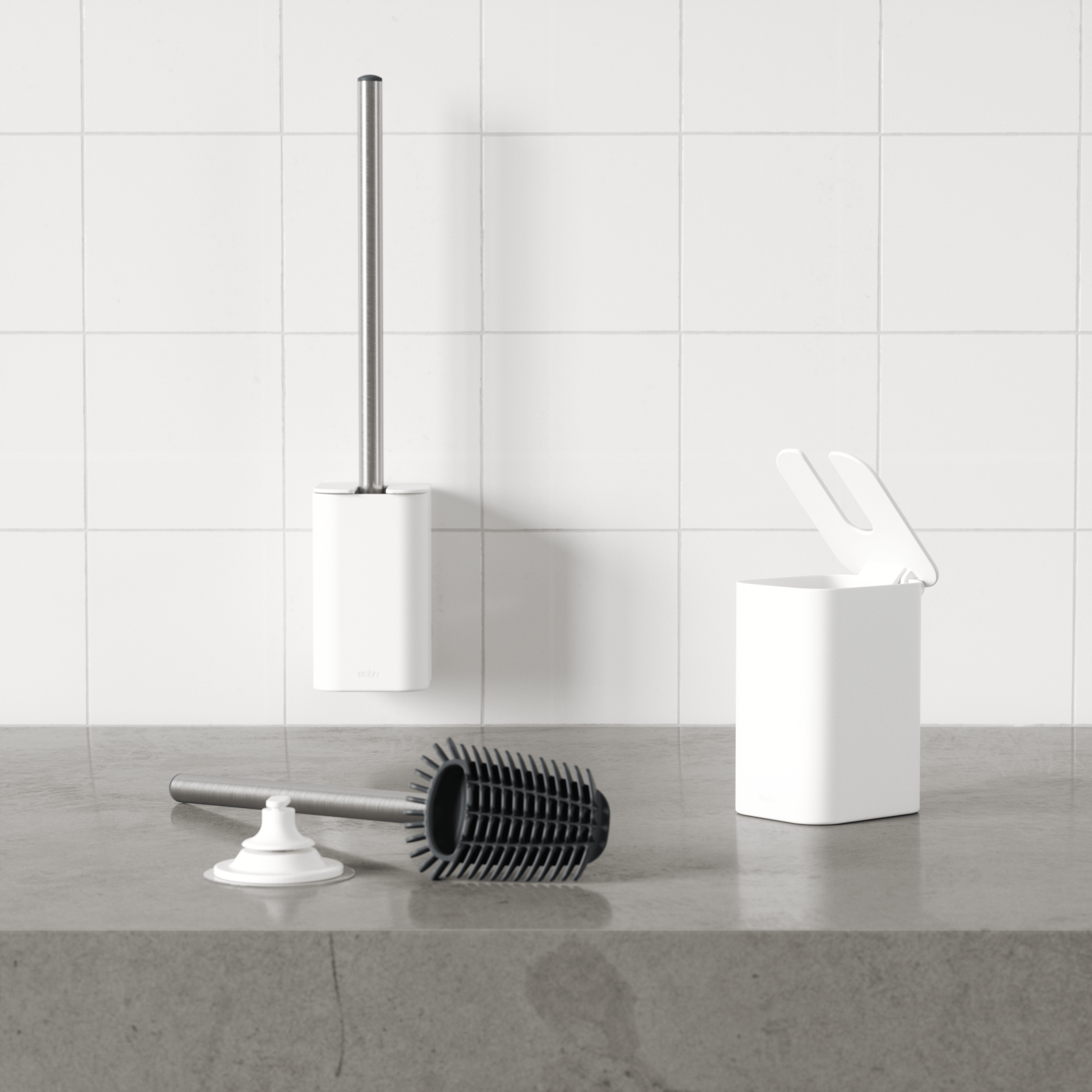 Flexible Adhesive Toilet Brush - Strong Grip, Easy to Install, No Drilling Required - Perfect for Bathroom, RV, Boat & Small Spaces Cleaning