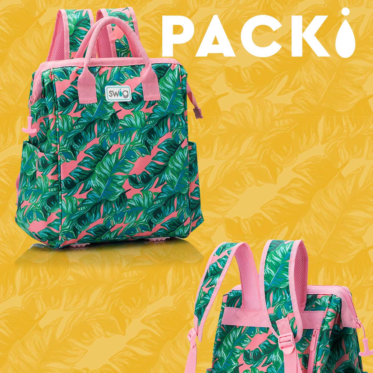 Swig Life Packi Backpack Cooler - Portable & Lightweight Insulated Cooler Backpack with Leakproof Lining, Waterproof Design, Padded Shoulder Straps, Magnetic Side Pockets & Airtight Zipper - Perfect for Beach, Picnic, Camping, Hiking & Outdoor Adventures