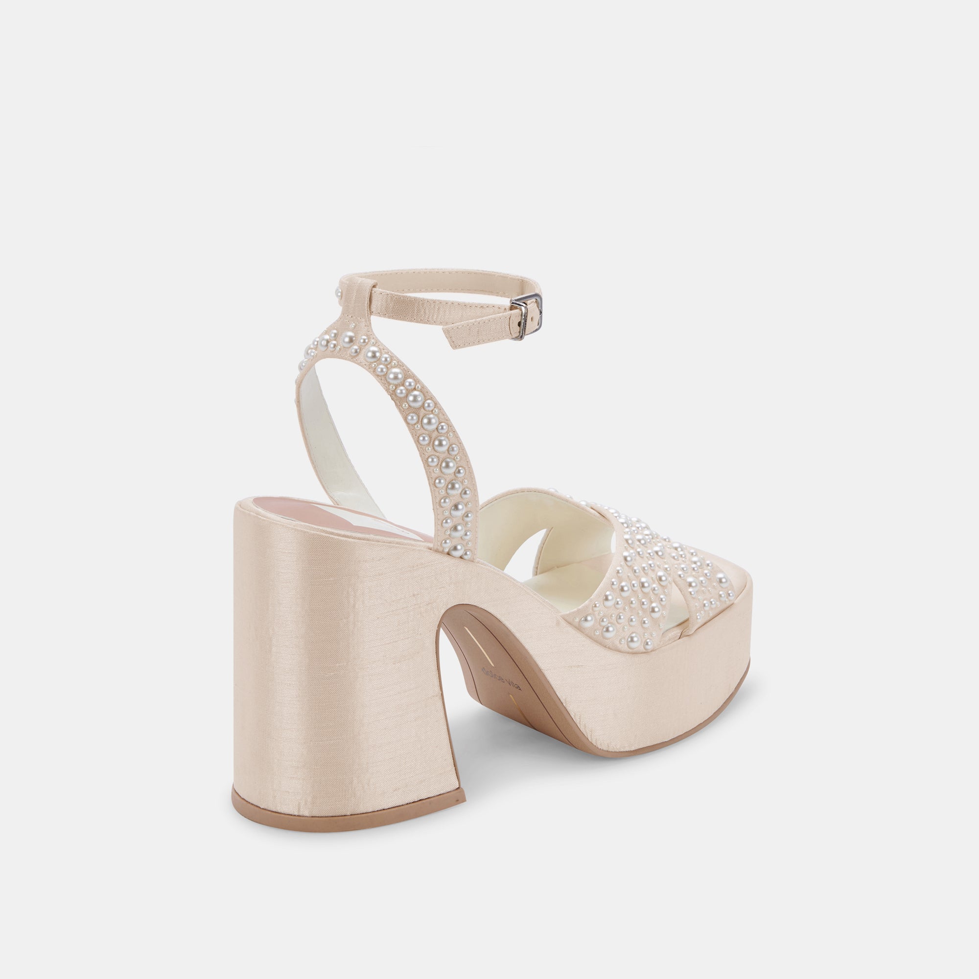 WESSI Women's Pearl Heels - Vanilla Pearl Embellished High Heels for Parties, Weddings & Special Occasions