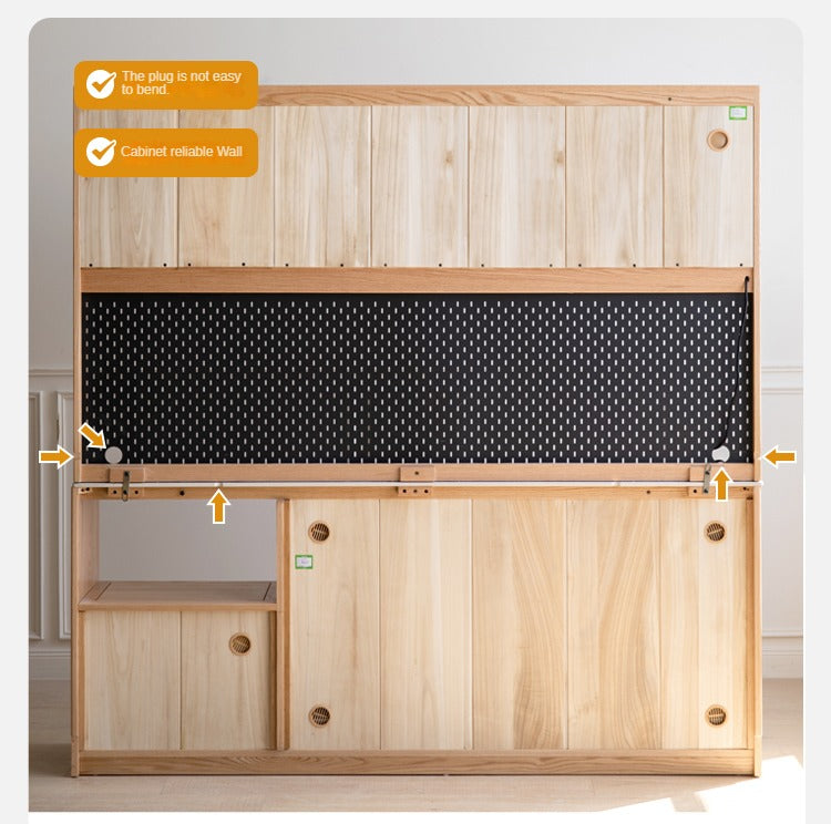 Modern Oak Solid Wood Sideboard Buffet Cabinet - Stylish Storage for Dining Room, Living Room & Entryway