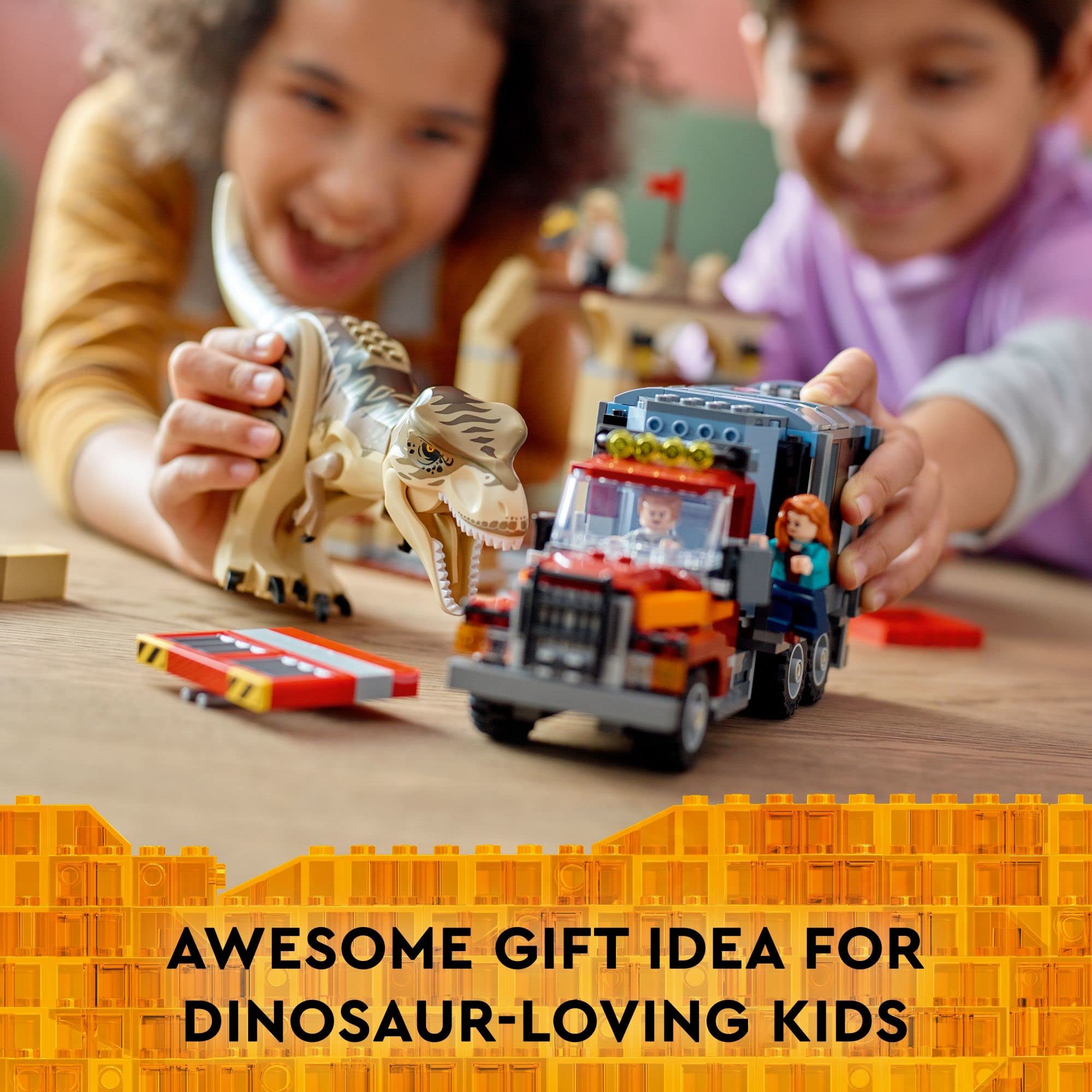 LEGO Jurassic World T. rex & Atrociraptor Dinosaur Breakout 76948 Building Kit - 4 Minifigures, Market Stall & Truck - 2022 Movie Inspired Dino Toy Set - Best Gift for Kids Ages 8+ | Creative Play, Birthday Present, STEM Learning Toy