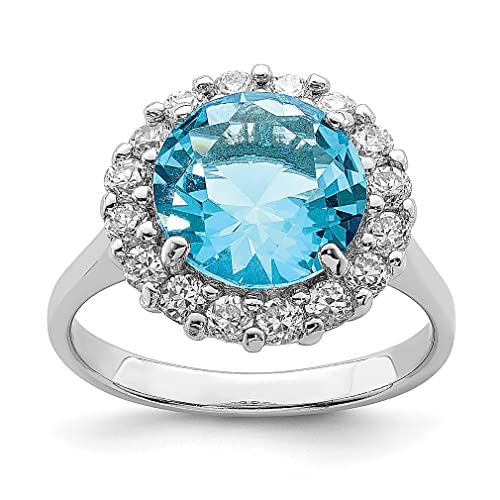 925 Sterling Silver Blue Cubic Zirconia Ring for Women - Elegant CZ Jewelry Gift for Her - Perfect for Anniversaries, Birthdays & Special Occasions