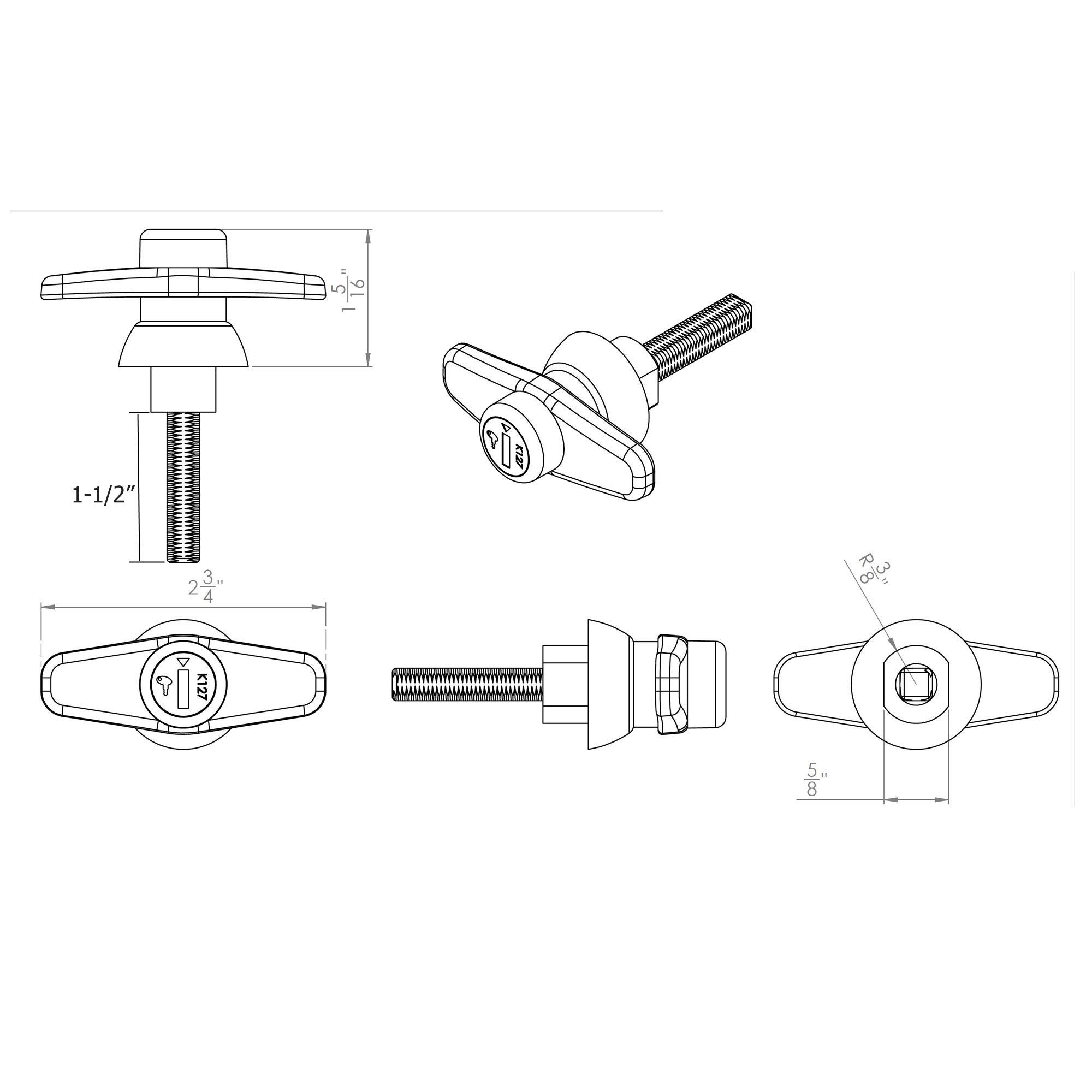 Bauer T500 Side Access & Windoor Lock - Truck Cap Lock Handle for LEER A.R.E K127 Key | Replacement Lock for Tonneau Cover & Cap Windows (1 Pack) | Perfect for Truck Bed Security & Camper Shell Access