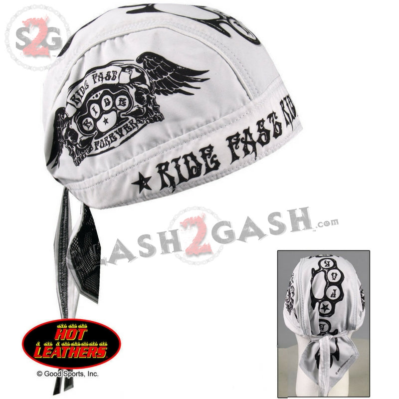 Premium White Knuckles Du Rag Headwrap for Motorcycle Riders - Comfortable & Stylish Bandana for Biking, Racing & Outdoor Adventures