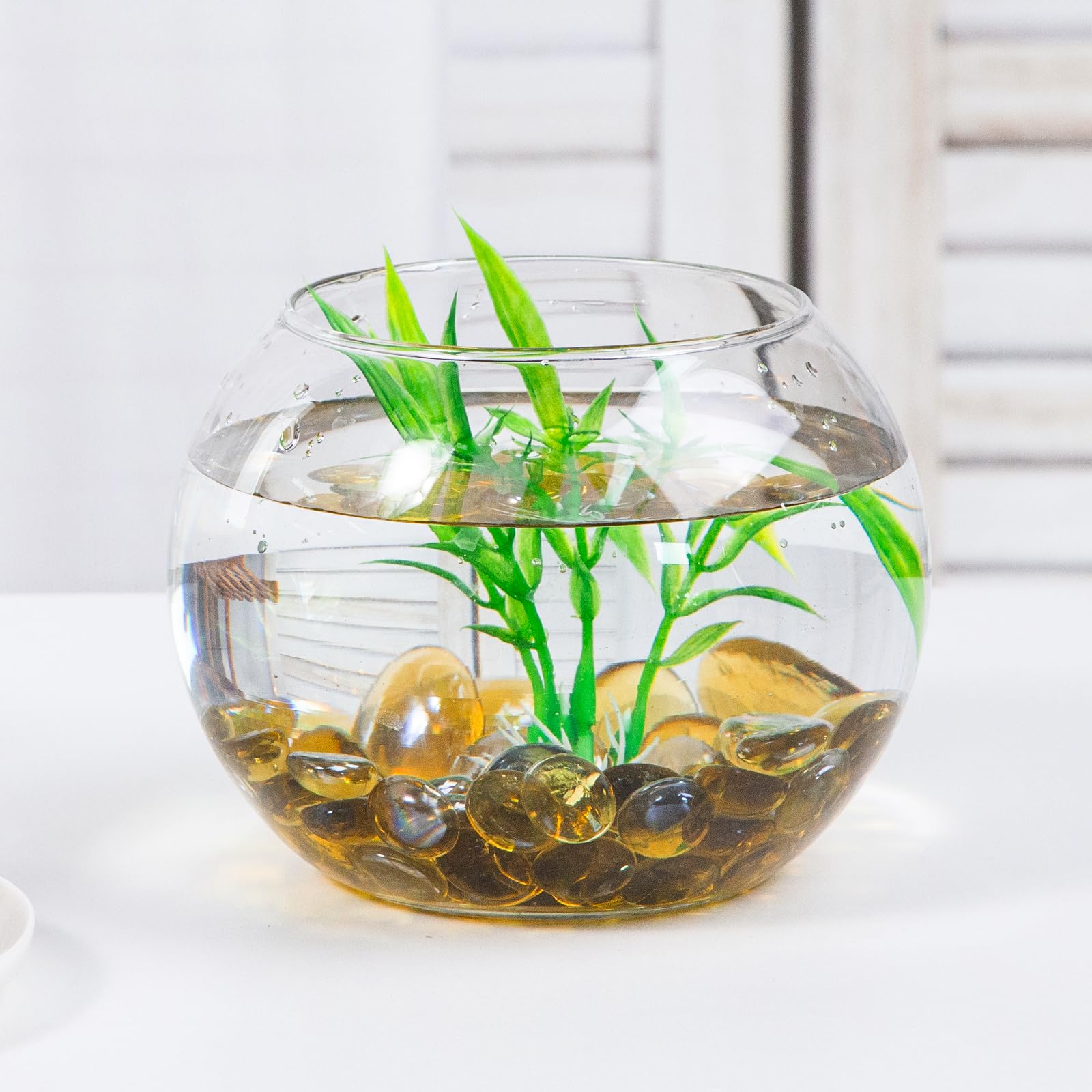 DomeStar 2LB Yellow Flat Glass Marbles - Decorative Vase Fillers, Aquarium Pebbles for Fish Tanks, DIY Craft Supplies, Table Scatter Decor - Perfect for Home Decor, Wedding Centerpieces & Terrarium Design