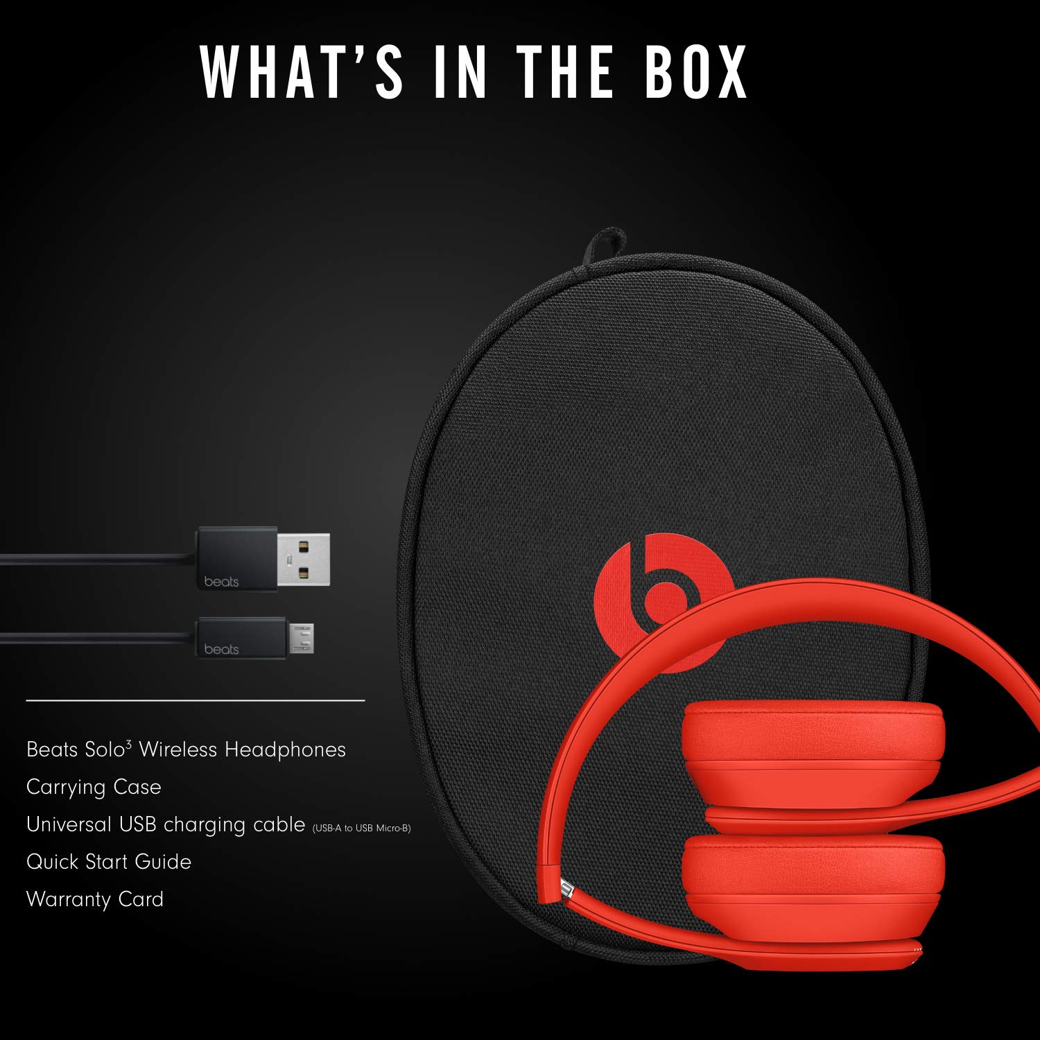 Beats Solo3 Wireless On-Ear Headphones with Apple W1 Chip - Bluetooth Headset, 40-Hour Battery Life, Built-in Mic - Red (Perfect for Gym, Travel & Music Lovers)