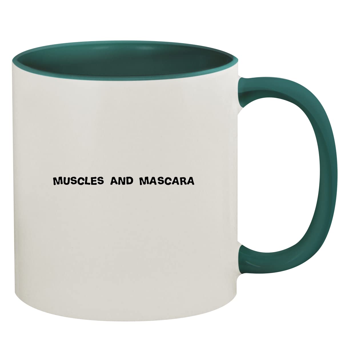 Muscles And Mascara - 11oz Ceramic Coffee Mug with Colored Interior & Handle in Green - Perfect for Gym Lovers, Makeup Enthusiasts & Coffee Drinkers