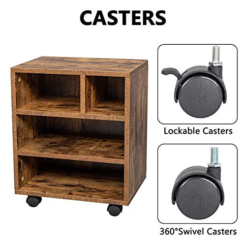 Wooden File Cabinet with Open Storage Shelves - 40