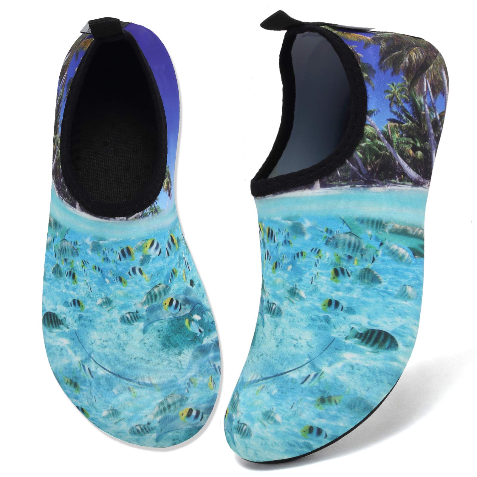 WateLves Water Shoes for Women & Men - Barefoot Quick-Dry Aqua Socks for Beach, Swim, Surf, Yoga & Exercise - Lightweight with Translucent Color Soles - Perfect for Water Sports, Pool, Travel & Outdoor Activities