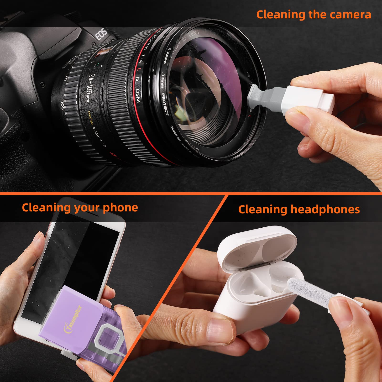 Premium Laptop Screen & Keyboard Cleaner Kit - All-in-1 Electronic Cleaning Tool for MacBook, iPad, iPhone, Smartphones, Tablets, PC Monitors & TV Screens - Includes Microfiber Cloth, Brush & Patent-Protected Camera Lens Cleaner (Purple) - Perfect for Home, Office & Travel Use