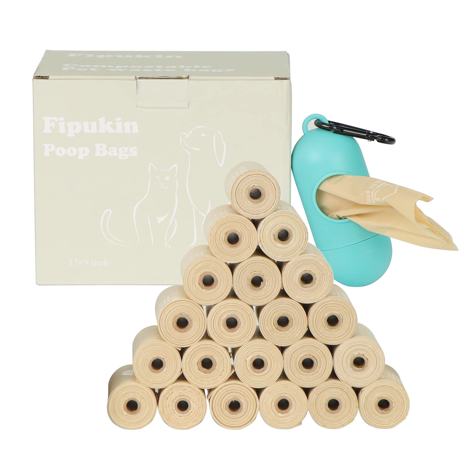Eco-Friendly Compostable Dog Waste Bags - 315 Count Biodegradable Pet Poop Bags for Dogs & Cats | 9x13 Inches, Leak-Proof & Scented | Includes Free Dispenser | Perfect for Park Walks, Backyard Cleanup & Travel