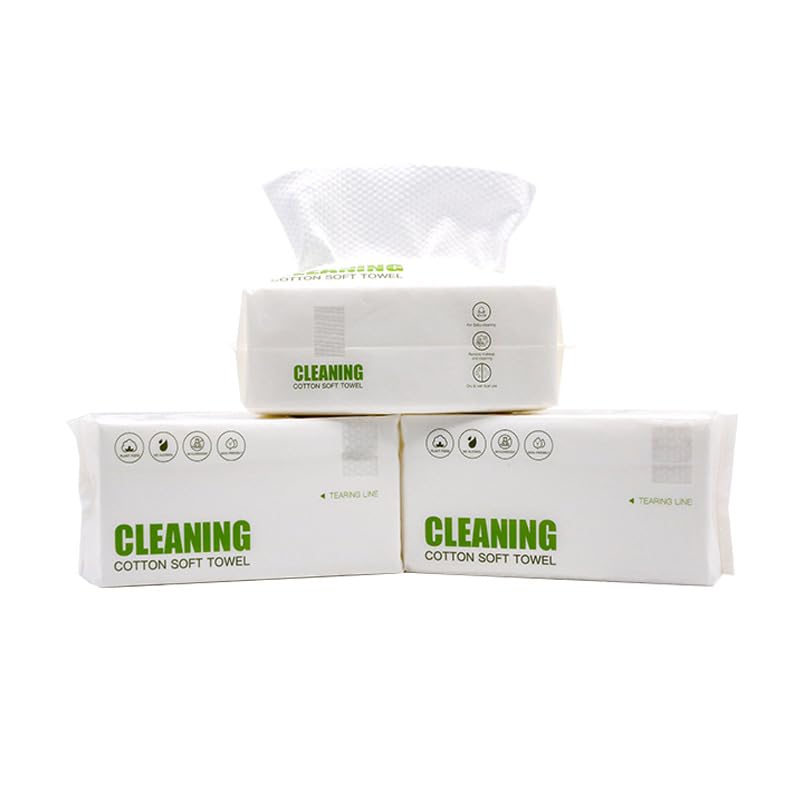 Biodegradable Disposable Facial Cleansing Towels - 8x8 Inch Thickened Makeup Remover & Skin Cleansing Dry Wipes - 2 Packs (120 Count) for Travel, Gym & Daily Skincare Routine