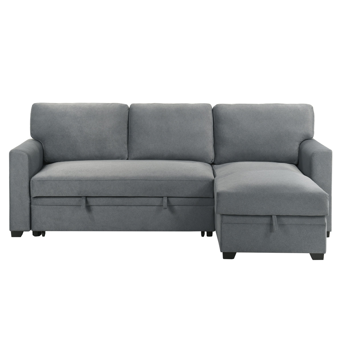 2-Piece Grey Sectional Sofa with Pull-Out Sleeper & Reversible Storage Chaise - Modern L-Shaped Couch for Small Spaces, Living Room, Apartment, and Home Theater Comfort