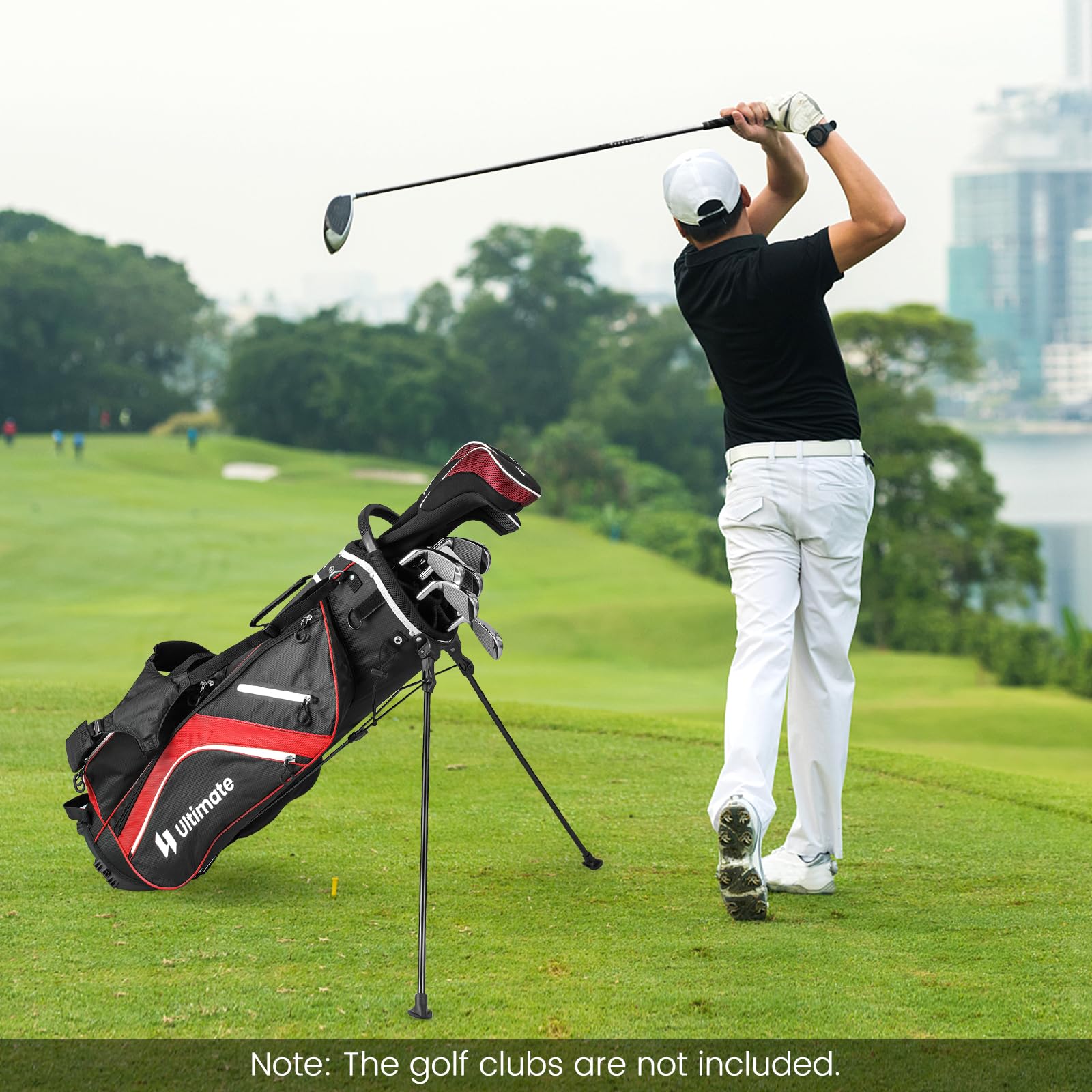 **Goplus 14-Way Top Dividers Golf Stand Bag – Lightweight Golf Clubs Bag with Cooler Pocket, 6 Zippered Pockets, Dual Shoulder Straps & Rain Hood – Portable Golf Bag for Men & Women – Perfect for Tournaments, Driving Range & Travel**