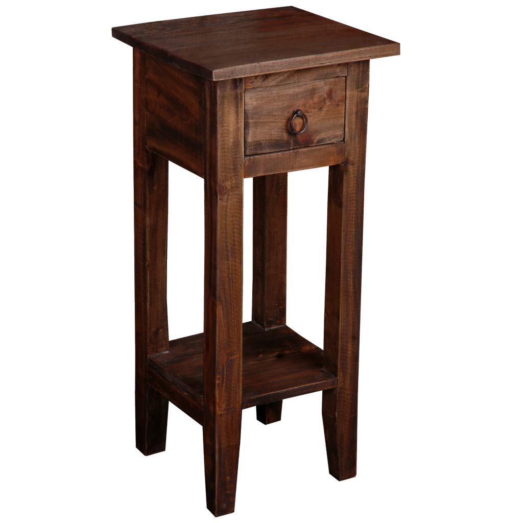 Shabby Chic Cottage End Table with Drawer - Rustic Raftwood Finish | Perfect for Living Room, Bedroom, or Porch Decor
