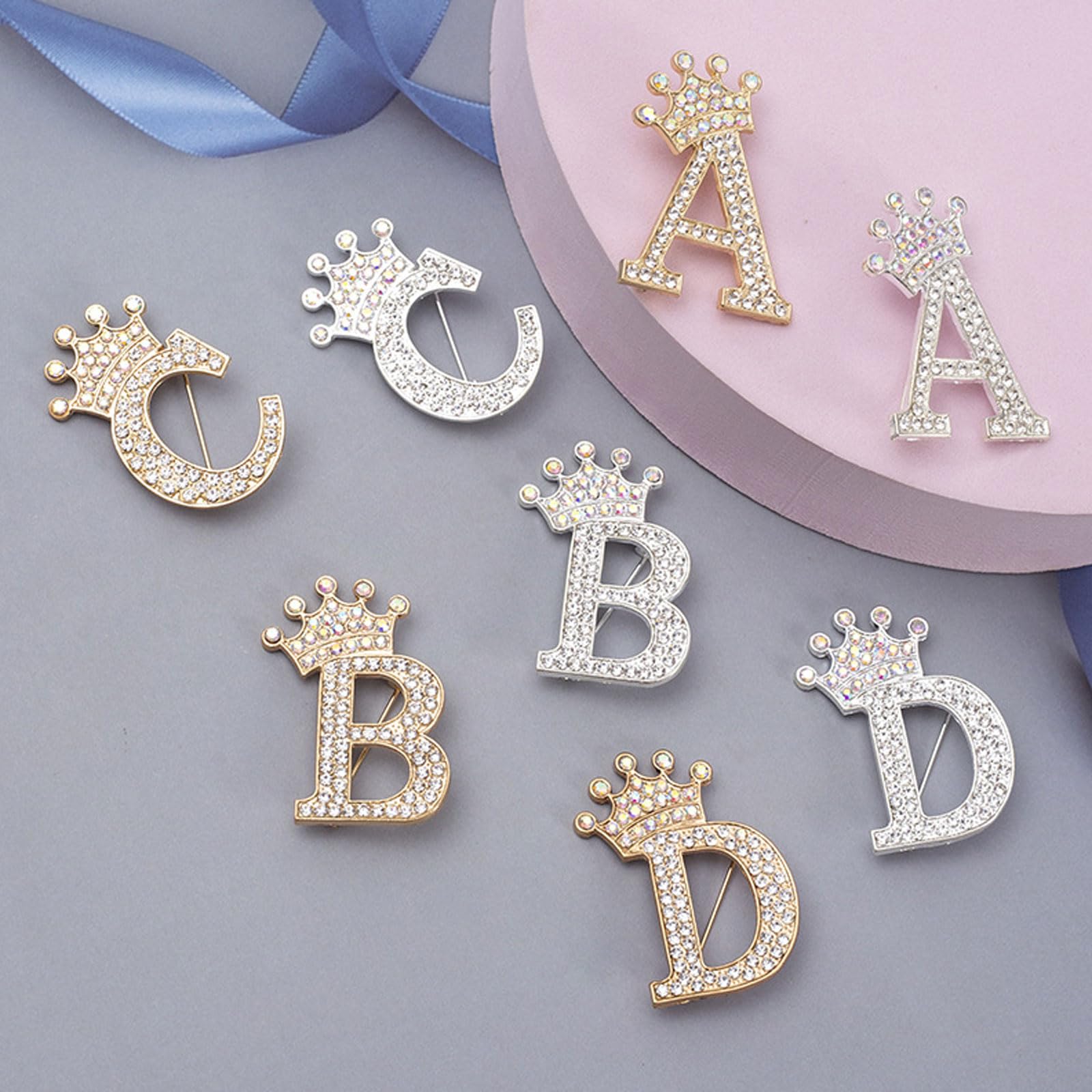 Elegant A-Z Letter Brooch Pins for Women - Rhinestone Crystal Initial Jewelry - Customizable Fashion Accessories for Backpacks, Jackets & Hats - Perfect Gift for Men and Women (Weddings, Parties, Office Wear)