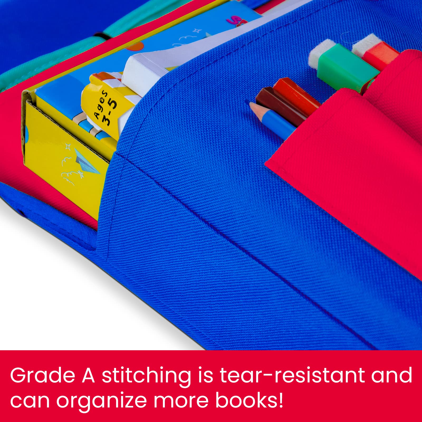 Godery Chairback Organizer - Canvas Seatback Storage Pocket for Home, Classroom & Team Use - Perfect for Kids, Teachers & Parents (Red) - Keep Books, Supplies & Essentials Handy