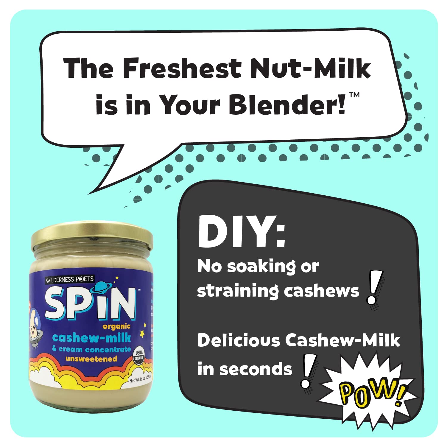 Organic Cashew Cream & Milk Concentrate - Unsweetened, 1 Gallon (128 oz), 8 lbs - Vegan, Dairy-Free Creamer for Coffee, Tea, Lattes, Smoothies & Desserts - Perfect for Plant-Based Diets, Baking & Healthy Lifestyle