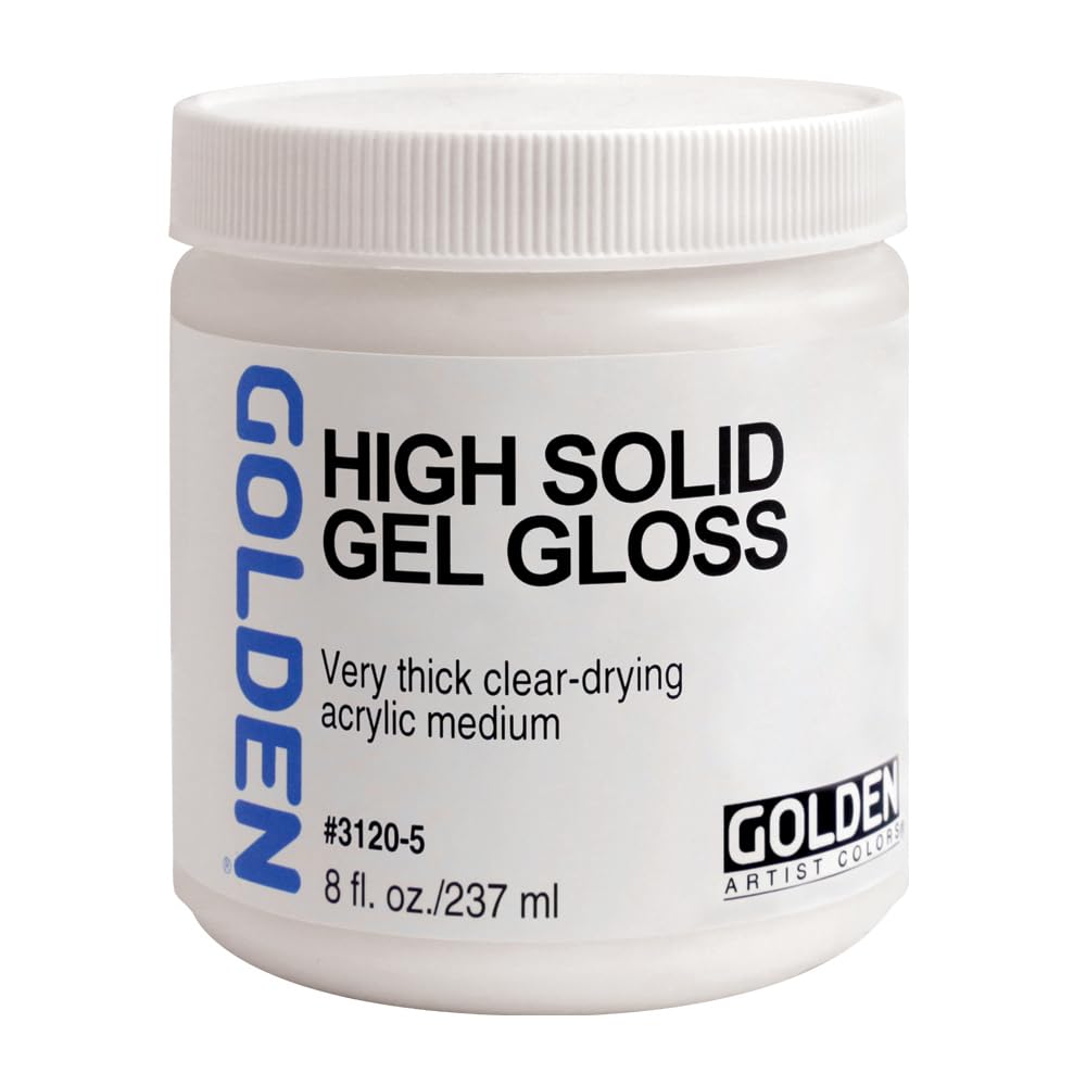 GOLDEN High Solid Gel Gloss - 8 fl. oz. Professional Acrylic Gel Medium (Transparent) for Artists & DIY Crafts - Perfect for Canvas Painting, Mixed Media & Decorative Finishes