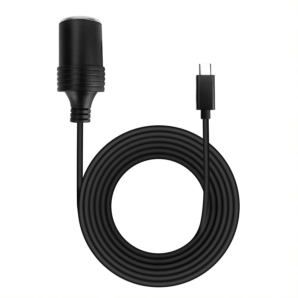 5ft USB C to Car Cigarette Lighter Adapter Cable - 12V 4.5A Fast Charging Converter - Compatible with 45W-65W PD USB C Chargers (15V/20V) - Power Car Devices at Home or On-The-Go - Perfect for Road Trips, Camping & Emergency Power Needs