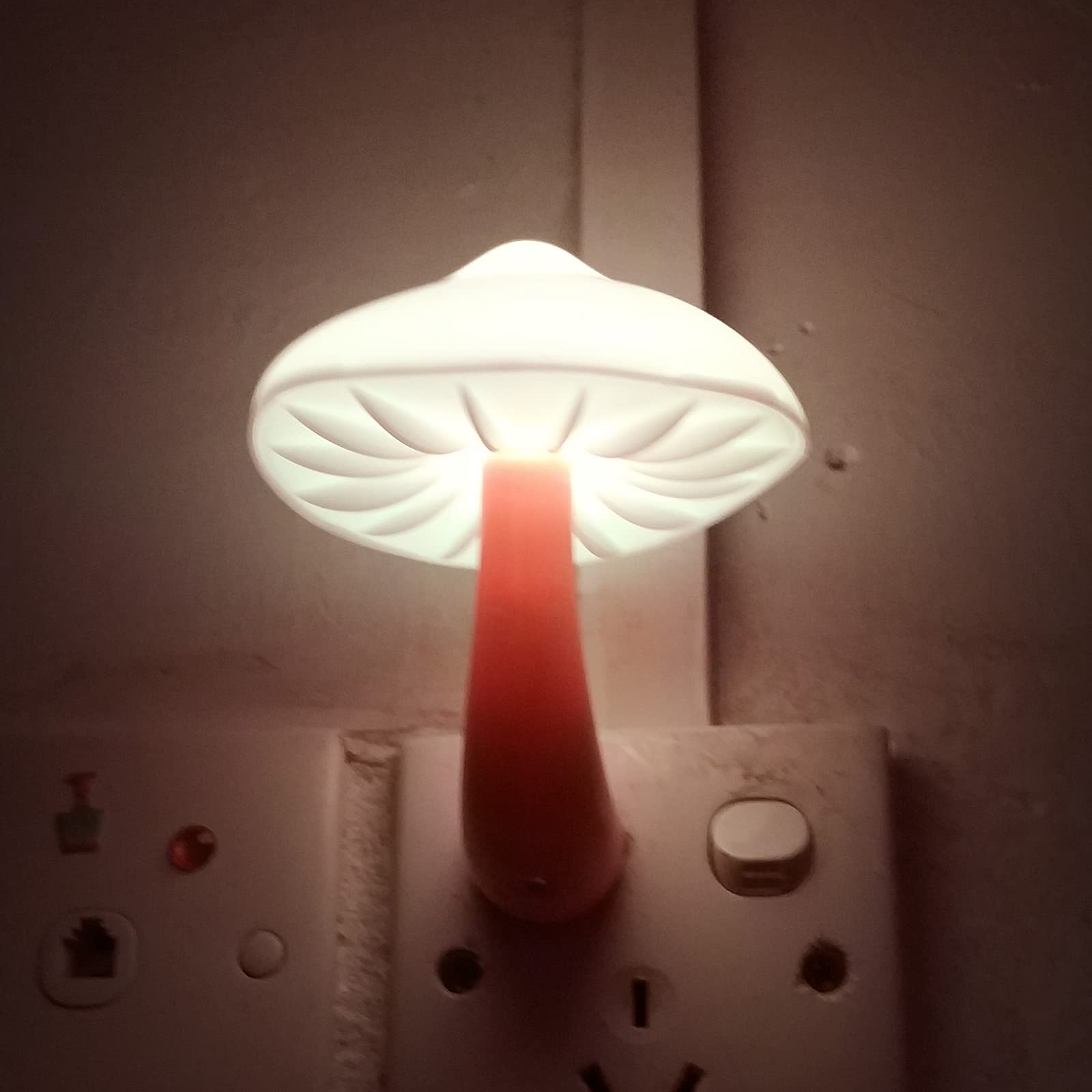 AUSAYE 2 Pack LED Night Light Plug-in Wall Lamp - Energy Saving Mushroom Night Lights for Bedroom, Bathroom, Hallway, Kitchen - Warm White Sensor Light for Kids & Adults - Perfect for Nighttime Safety and Convenience
