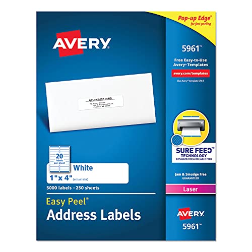 Avery Easy Peel White Address Labels with Sure Feed Technology for Laser Printers, 1