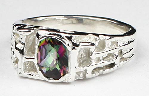 Mystic Fire Topaz Sterling Silver Men's Ring for Gifts & Special Occasions – SR197 | Elegant Jewelry for Weddings, Anniversaries & Daily Wear