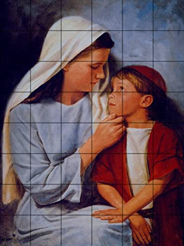 Del Parson Jesus as a Little Child Tile Mural - Peel and Stick Kitchen Backsplash for Home Decor - Perfect for Christian Themed Kitchens, Bathrooms & Nursery Walls