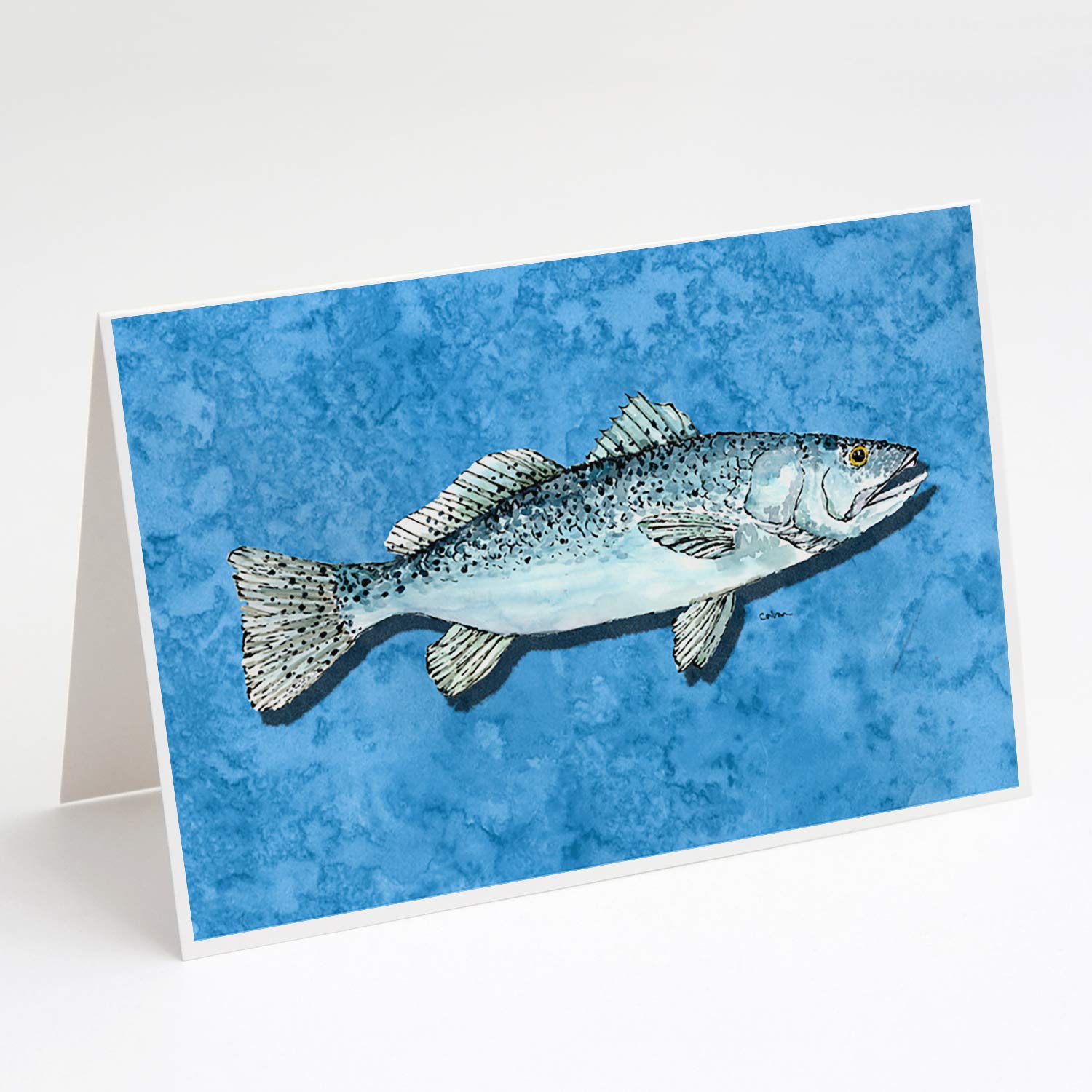 Caroline's Treasures 8770GCA7P Trout Fish Greeting Cards - Pack of 8 Blank A7 Size (5x7) Note Cards with Envelopes | Whimsical Design for Birthday, Thank You & Holiday Cards | Perfect for Fishermen & Nature Lovers
