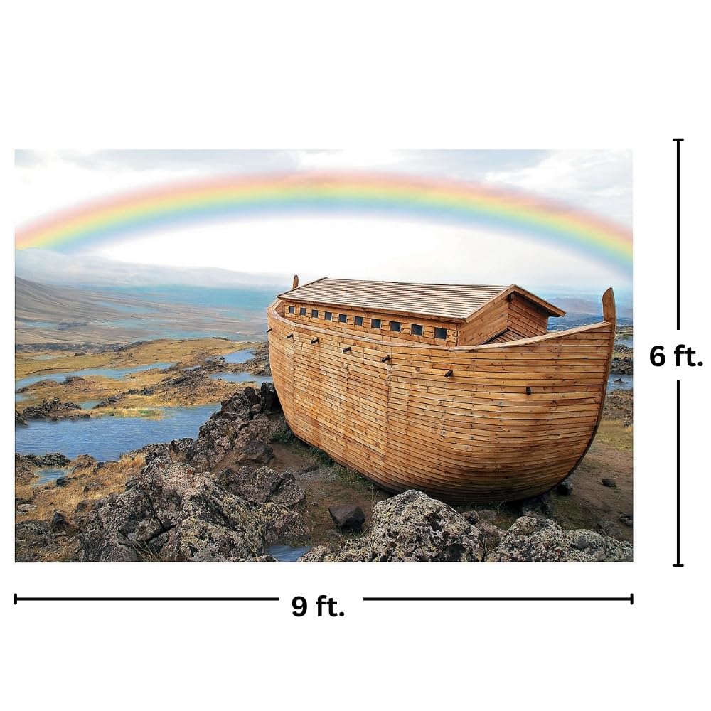 Noah's Ark Backdrop Banner - 9 Feet Long Bible Story Decor for Sunday School, VBS, Church Events & Kids' Classroom Decorations