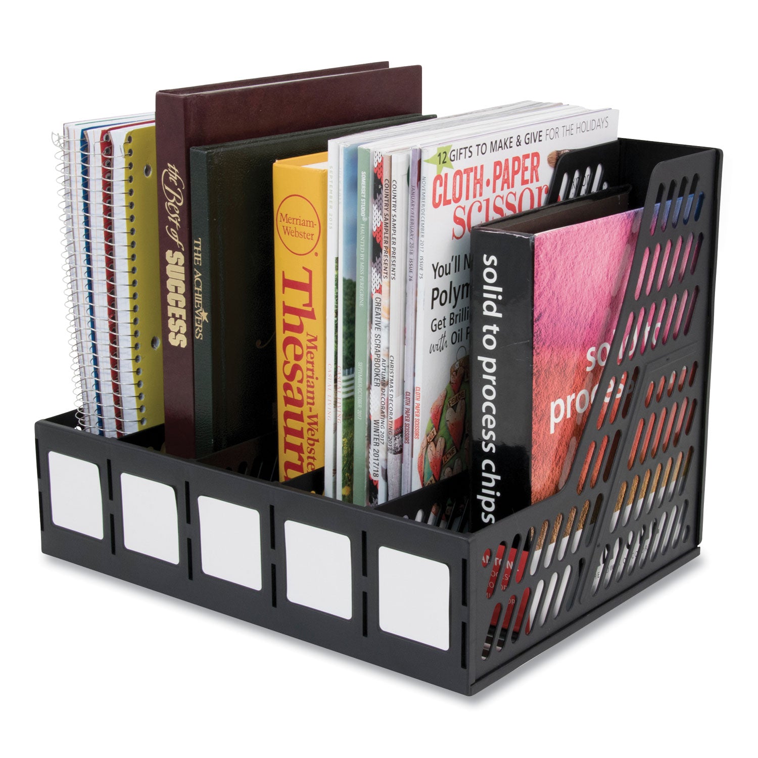 Advantus 5-Slot Literature File Organizer - 13.25 x 10 x 10.25 Inches, Black Document Holder for Office, School & Home Organization