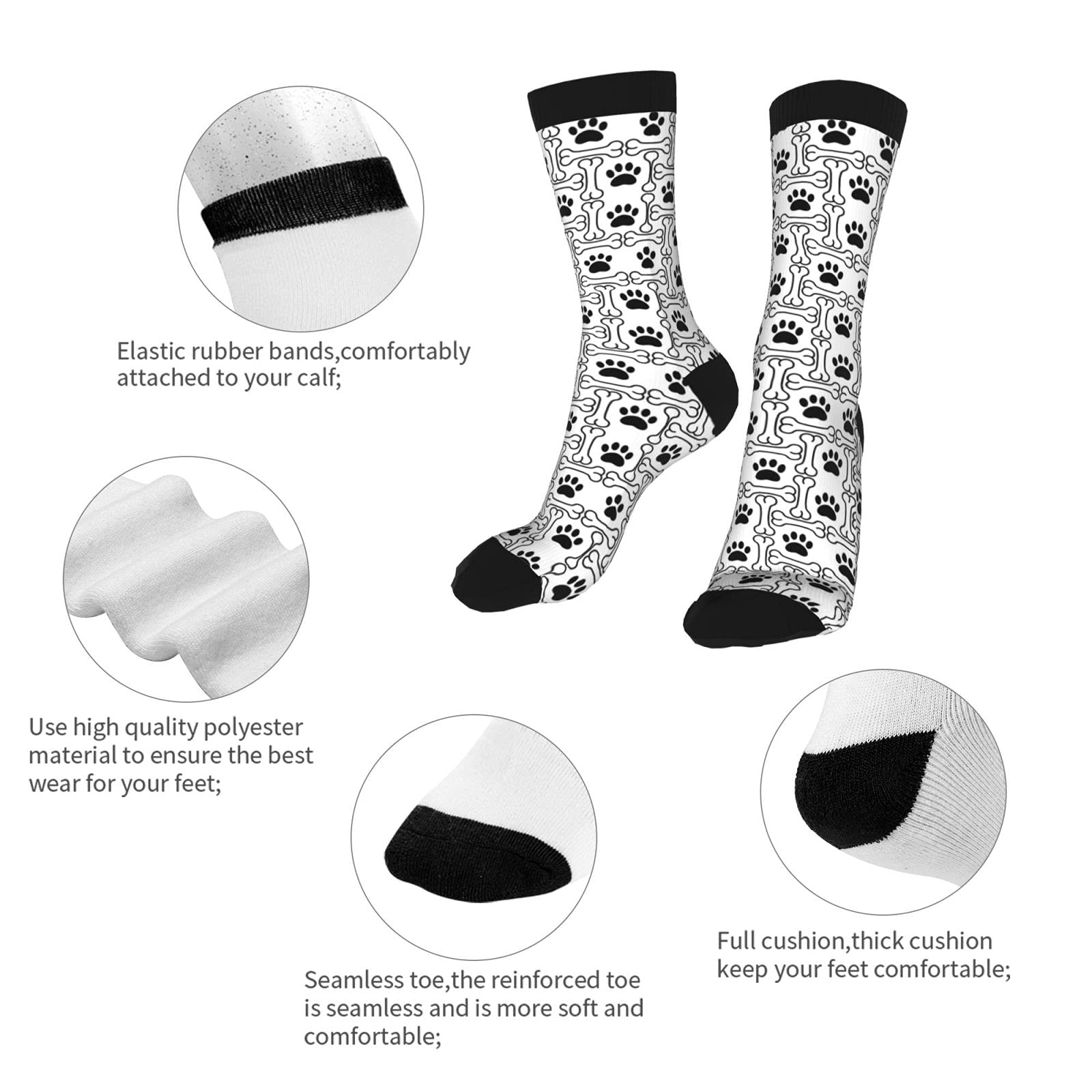 Funny Cat Paw & Dog Bone Compression Socks for Women & Men - Novelty Crew Socks Gift for Nurses, Travel & Sports Enthusiasts