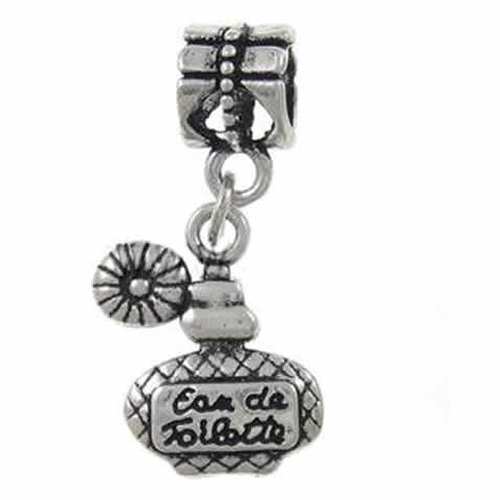 Sparkling Eau De Toilette Perfume Bottle Charm with Dangling Beads - Snake Chain Bracelet Pendant for Women's Jewelry, Gift Idea & Party Accessories