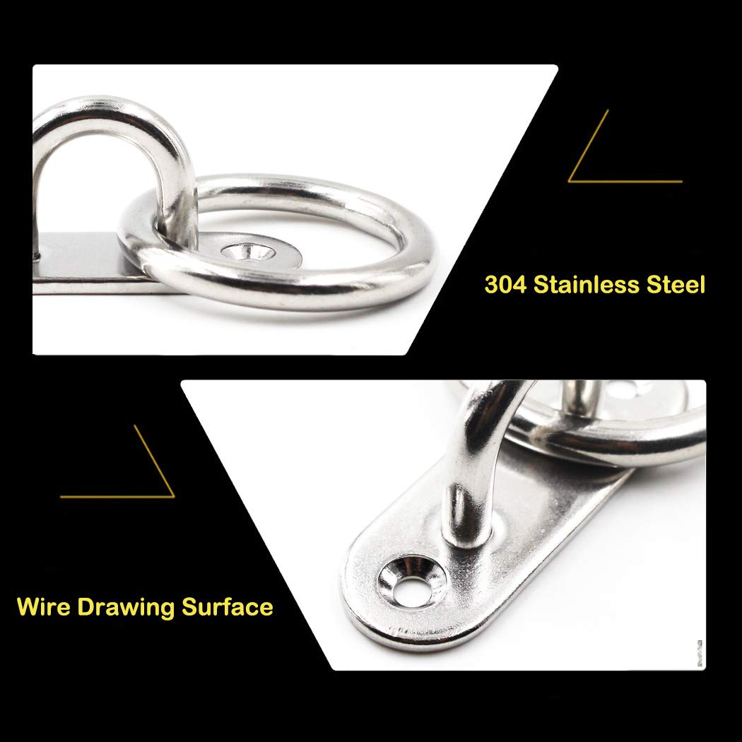Heavy Duty 304 Stainless Steel Ceiling & Wall Mount Hook with Ring (1/4