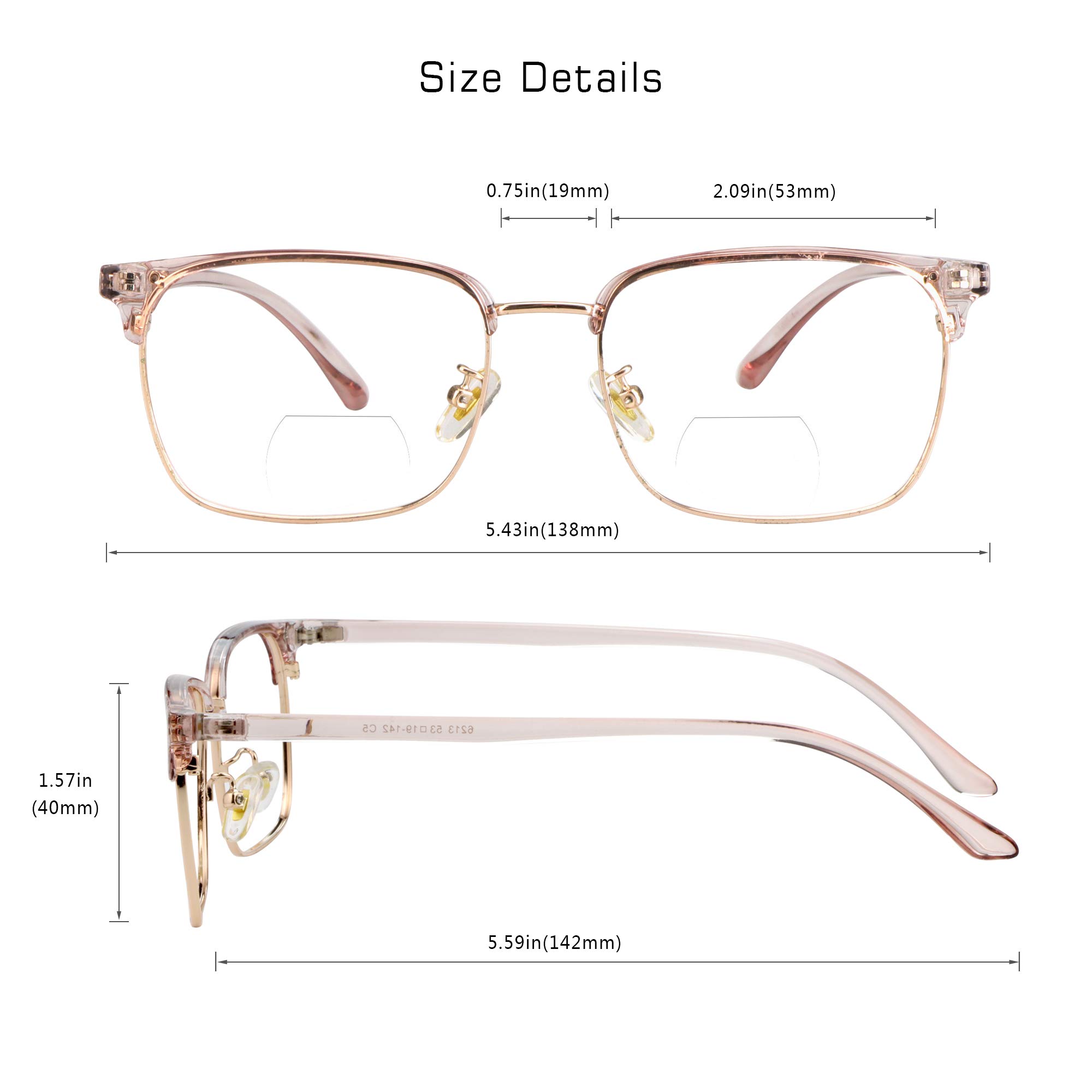 VisionGlobal Blue Light Blocking Bifocal Glasses for Women & Men - Anti-Eye Strain Computer Reading Glasses with Stylish Square Frame - Perfect for Office Work, Gaming & Screen Time