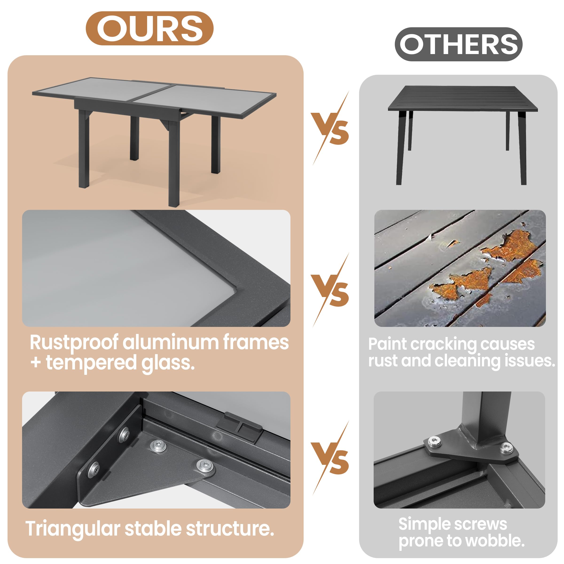 Expandable Aluminum Outdoor Dining Table 35