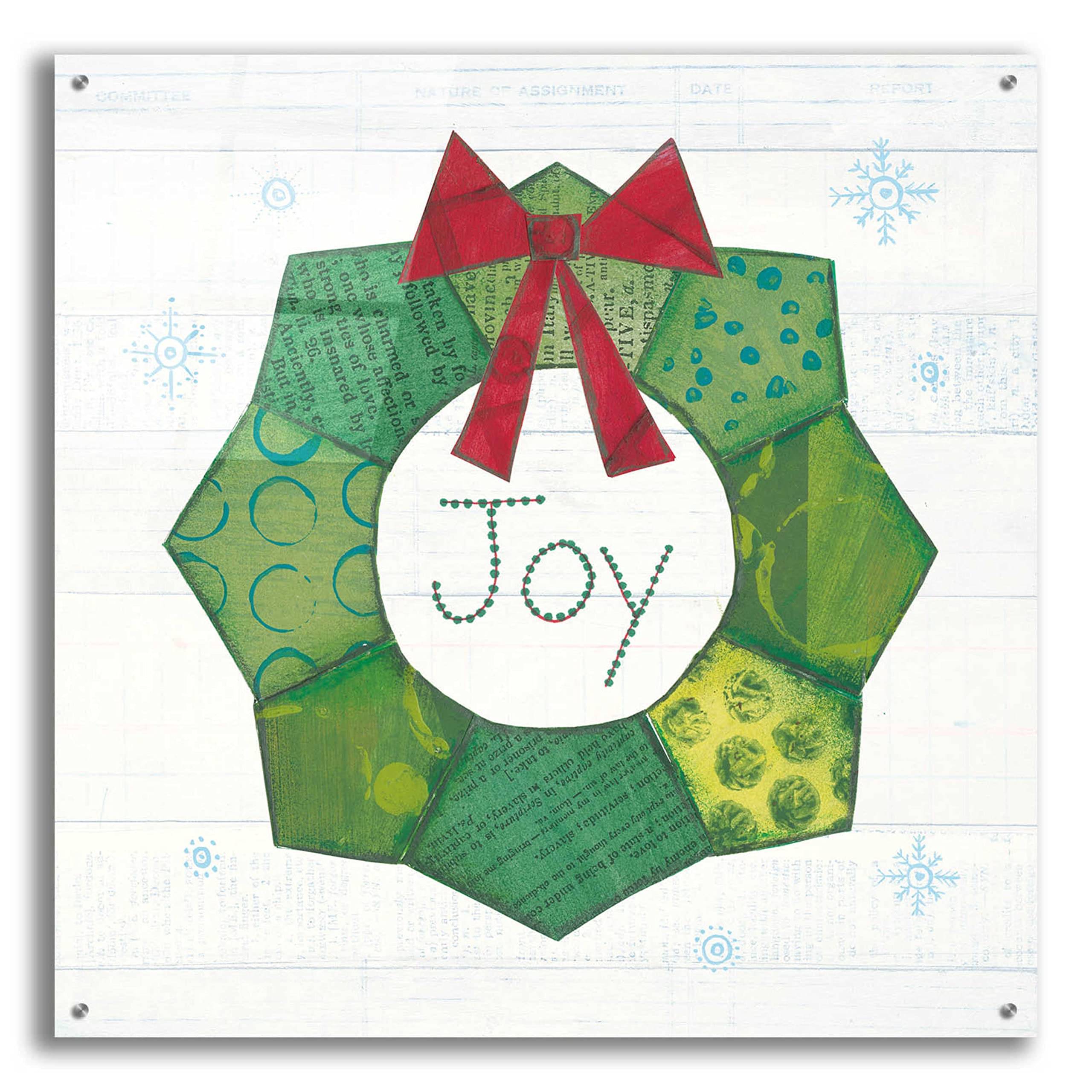 Epic Art 'Christmas Patchwork II' by Courtney Prahl - 36x36 Inch Acrylic Glass Wall Decor - Holiday Home Decoration for Living Room, Bedroom & Office