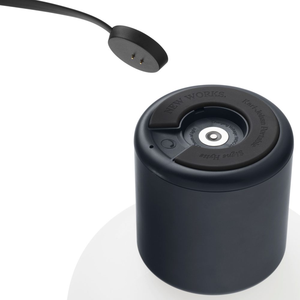 Karl Johan Portable Lamp - Modern Cold Black Finish, Battery Operated LED Table Light for Home, Office & Outdoor Use