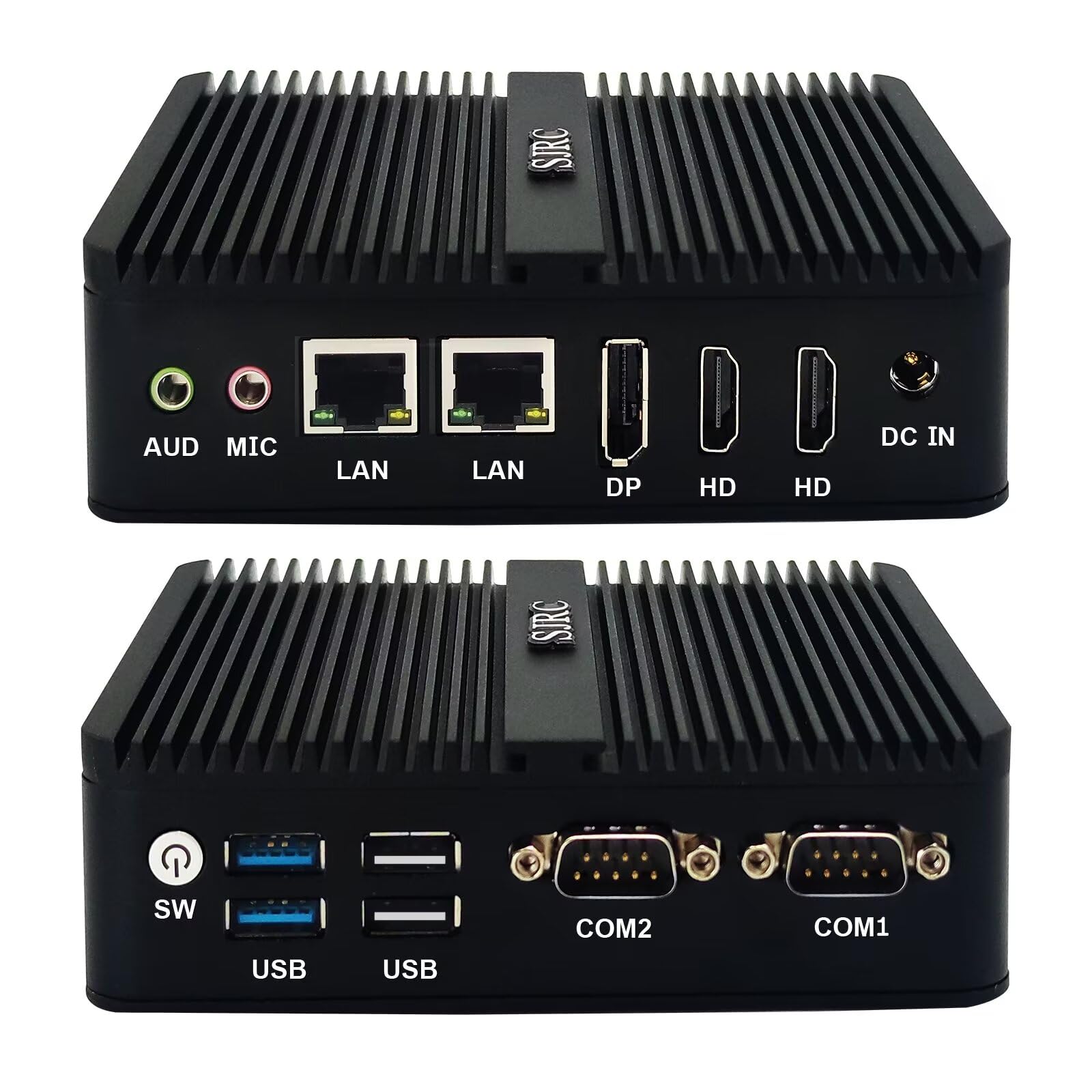SJRC Mini PC N100 12th Gen Fanless Industrial Computer - Windows 11 Pro, 16GB DDR4 RAM, 1TB SSD, Dual LAN, 2 RS232 Ports, WiFi BT4.2, USB 3.0, 4K UHD Triple Display - Perfect for Office, Home Theater, and Industrial Automation