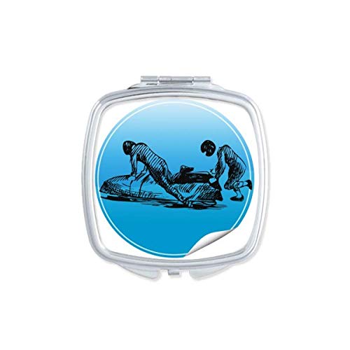DIYthinker Winter Skiing Skis & Boots Design Portable Compact Double-Sided Mirror - Perfect for Travel, Gym Bag & Makeup Touchups