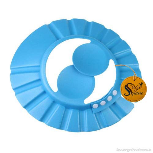 Sage Square Adjustable Baby Shower Cap with Ear Protector - Soft & Safe Bathing Hat for Infants (Blue & Yellow, Pack of 2) - Perfect for Gentle Hair Washing, Bath Time & Toddler Water Play