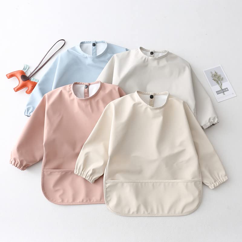 Waterproof Baby Bibs for Infants & Toddlers - Long Sleeve Feeding Bib with Food Catcher, Super Soft & Easy to Clean - Perfect for Messy Meals, Baby-Led Weaning & Toddler Snack Time